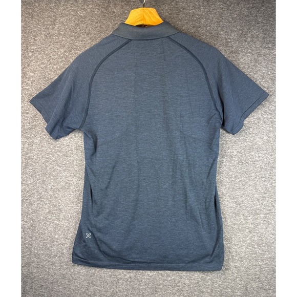 Lululemon Vent Tech Short Sleeve Textured Polo Shirt‎ Blue Mens Size L Athletic - Picture 6 of 9